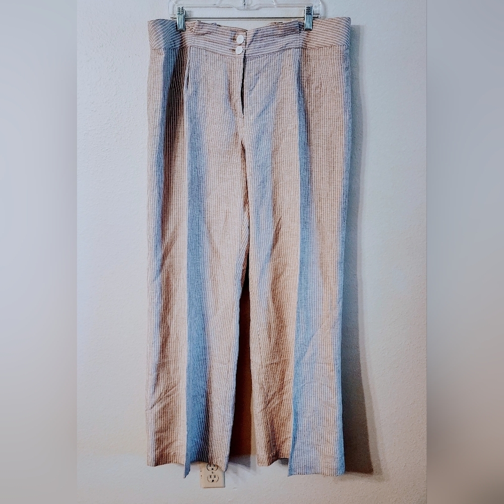 Lane Bryant Linen Blend Wide Leg Pants Sz 16 Pockets Breathable Boho Classic